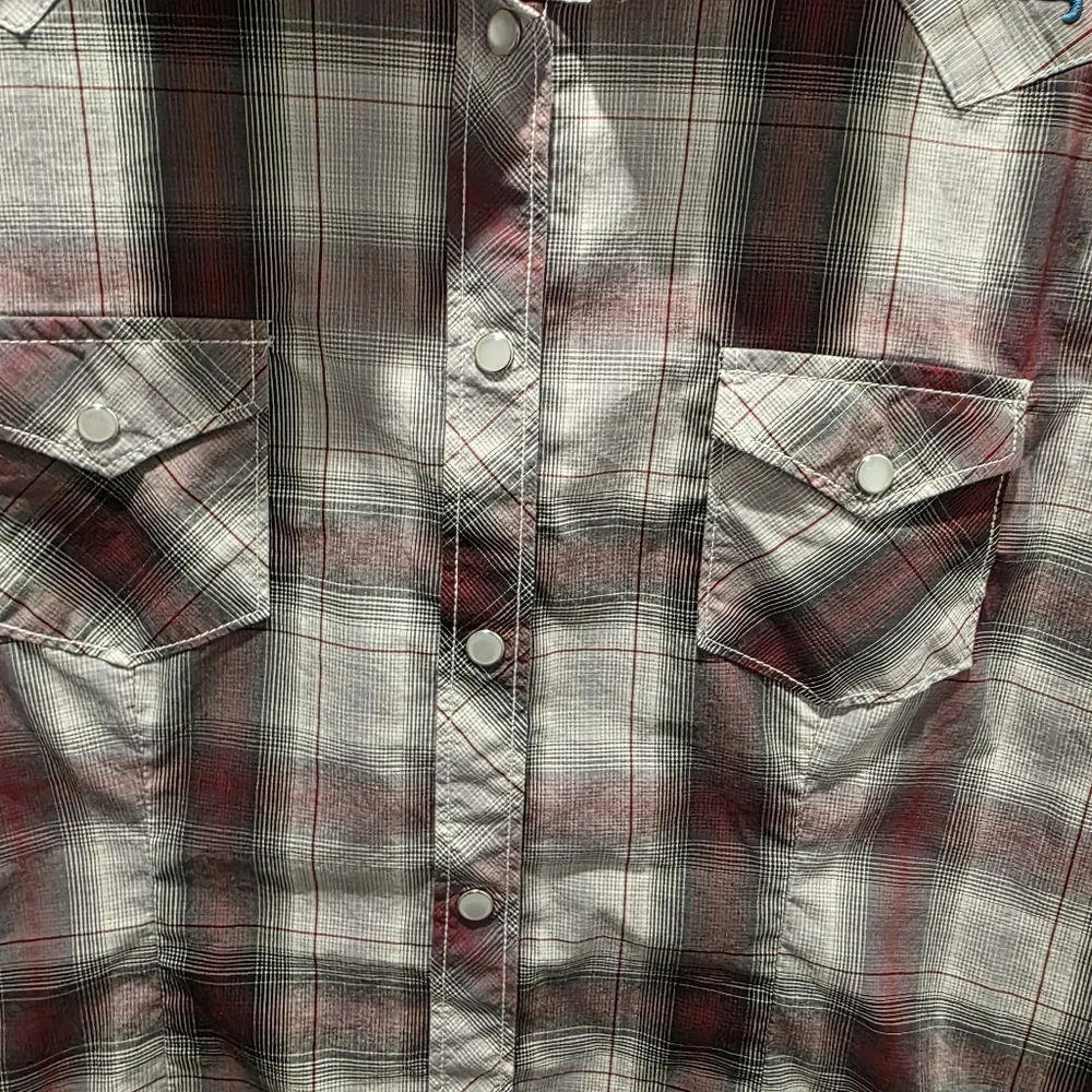 VTG Panhandle Shirt Women's Large‎ Plaid Button-Up Shirt with Floral Embroidery - Picture 6 of 10